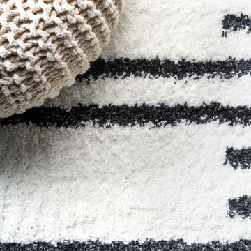 Petra Stripe Geometric Shag Area Rug